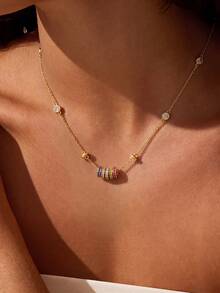 1pc Exquisite Rainbow Transport Necklace Women Jewelry Minimalist Collarbone Chain Delicate Jewelry Gift For Girls - Rainbow Lucky Necklace - View 1