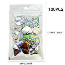 100pcs Hand-Sewn Acrylic Rhinestones Large Mixed Shapes With Sewing Holes, Suitable For Clothing DIY Crafts, Apparel, Shoes, AB Rhinestones - Rhinestone AB - View 3