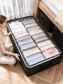 1/3pcs Underbed Storage Bags, Foldable Closet Organizer Boxes And Underbed Storage Bins, For Storing Wrapping Paper, Blankets, Towels, Clothes, Bedding, Sweaters, Bed Sheets And More - Black - View 1