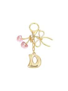 10pcs Women's Cherry Bow Letter Pendant Keychain, Cherry Shape, Bow Decor, Casual Style, Can Be Used As Wallet, Handbag And Backpack Accessory, Bag Charm Keychain, Student Car Keychain, Cherry Bow Keychain - Multicolor - View 4