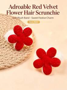 2/6 Peças Conjunto de Scrunchies de Cabelo Vermelho Aveludado para ...