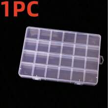 1pc 24-Grid Large Transparent Plastic Storage Box, Fixed Transparent Storage Box, Jewelry Accessories Storage Box, Transparent Multi-Compartment Jewelry Box, Plastic Portable Multi-Function Jewelry Storage Box, Plastic Transparent Box, Jewelry Small Parts Organizer Desktop Storage Box, Sunflower Plum Blossom Plastic Box, Slot Storage Box, Transparent Jewelry Storage Box, Multi-Purpose Transparent Plastic Empty Storage Box - Multicolor - View 12