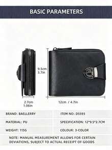 Men's Short Wallet Premium Vintage Zipper Coin Purse Multi-Card Slot Wallet Small Wallet Fashion - Multicolor - View 3