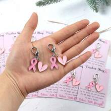 12 Pcs Pink Breast Cancer Awareness Keychain Set, Breast Cancer Awareness Memorial Accessories | Pink Ribbon And Heart Hope Keychains, Women's Party Favors, Breast Cancer Survivor Gifts - Baby Pink - View 4