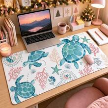 1 miếng lót chuột/thảm bàn phím mở rộng họa tiết collage đại dương ven biển với rùa biển, sứa, thuyền buồm và sao biển, cho văn phòng tại nhà và chơi game, kích thước S/M/L/XL - Xem 15