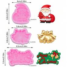 3pcs Santa Claus Bell Merry Christmas Christmas Decoration Silicone Mold DIY Clay Aromatherapy Plaster Silicone Mold - Pink - View 9