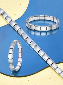 Set de 18 piezas de encantos en módulo italiano en blanco para pulsera de acero inoxidable, para uso diario o manualidades DIY - Módulos - Ver 6