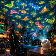 Dinosaur Themed Dynamic Projection Lamp, Dinosaur Forest Elements, USB Plug In, 360° Rotation For Dreamy Light Effects, Soft Light, Applicable To Bedroom, Living Room, Birthday Parties, An Excellent Gift - Dinosaur Dynamic Projection Light - View 6