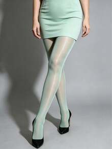 1 Pair Women's Shiny Tights, Rare Mint Green, Fashion Style, Perfect Match For Modern Fashion Style - Mint Green - View 6
