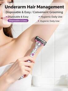 Women's Floral Handle Razor Set, 37Pcs (1 Handle +36 Replacement Blade Cartridges), Portable Body Shaver For Legs, Arms & Underarm, Smooth Shaving - Upgraded Version - View 3