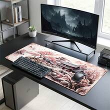 Alfombrilla de ratón extra larga con paisaje rosa, diseño artístico para juegos, oficina y hogar, adecuada como regalo para amigos y familiares, base de goma, tapete de escritorio para PC, portátil y estudio, múltiples tamaños, alfombrilla para teclado de computadora, antideslizante, duradera y suave - Ver 6