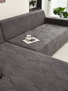 1 buah Sarung Sofa Fleece Elastis Motif Daun Cokelat, Gaya Modern Nordik, Serat Poliester, Anti Debu, Anti Selip, Tebal, Pelindung Sofa, Cocok untuk Sofa 1/2/3/4 Dudukan, Dekorasi Sofa Sepanjang Musim - Dark Grey - View 6