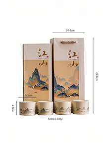 WEN ZHE Ceramic Tea Cup Set 4pcs Chinese Kung Fu Tea Cups Premium Gift Box & Bag - Multicolor - View 12
