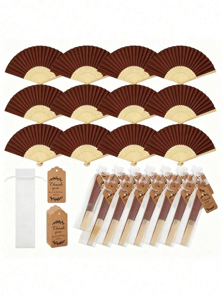 White Paper Surface Bamboo Handle Handheld Folding Fan, Wedding Party DIY Decoration, Blank Folding Fan For Calligraphy And Painting Practice, Chinese Style Wooden - Multi-color - View 1