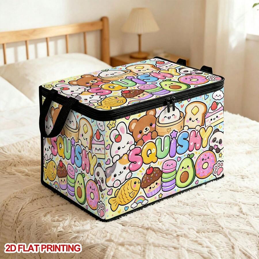 1pc Cute Food & Animal Cartoon Squishy Print Foldable Zipper Storage ...