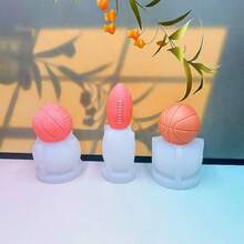 1pc Football Basketball Baseball Volleyball Rugby Scented Candle Silicone Mold, Handmade DIY Ball-Shaped Plaster Decor Silicone Mold - White - View 9