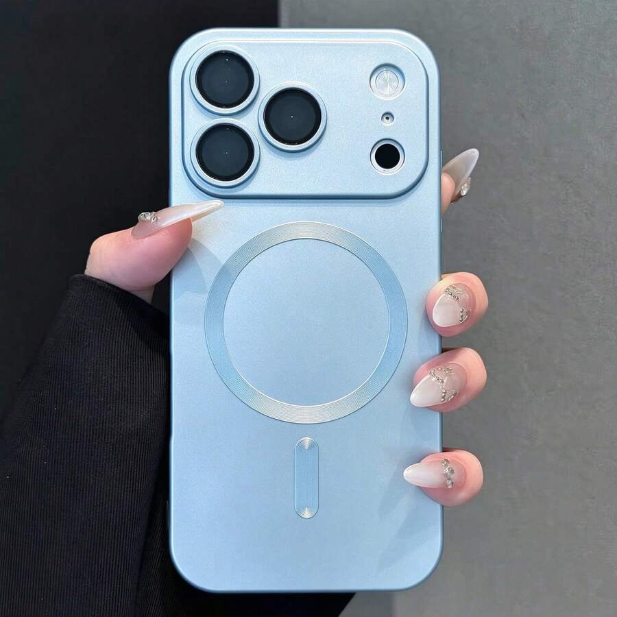 磨砂金屬磁吸手機殼，適用於 iPhone 18 Pro Max 18 Pro，軍規級防摔防震保護殼，附相機鏡頭保護蓋，超薄防震手機殼，適用於 iPhone 17 Pro Max 16 Pro Max 16e 17e 15 14 Plus 13 12 11 - 遠峰藍 - 查看 1