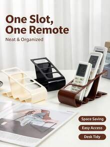 4-Slot Remote Control Organizer, Plastic Tiered Desktop Remote Control Storage Rack, Multi-Compartment Storage Rack, Suitable For TV And Air Conditioner Remotes - Multicolor - View 1