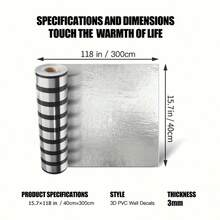 Brodark 1 Roll 40x300cm Self-Adhesive Mirror Striped Design Wall Sticker Wallpaper 3D Wall Panel Removable Gold/Silver Color Stain-Resistant Wear-Resistant Suitable For Hotel, Club, Exhibition Hall Background Wall - Gold and Silver Rolls 40x300cm - View 5