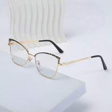 1PC Metal Cat Eye Dual-Color Diamond Decor Indoor Outdoor Photochromic Multi-Use Fashion Versatile Women's Fashion Glasses - Purple Top/Red Bottom/Gradient Lens - View 7