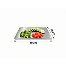 1pc Luxury 304 Stainless Steel Cutting Board, Durable And Mold-Resistant, Essential Kitchen Tool For Home Chefs And Cooking Enthusiasts, Suitable For Cutting Meat, Cheese, Bread, Vegetables And Fruits, Home Gift - Silver - View 13