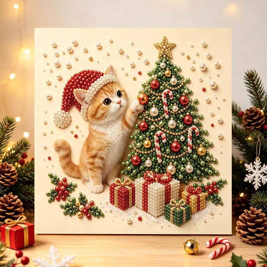 مجموعة رسم اللؤلؤ والألماس DIY لعيد الميلاد، تشمل لؤلؤًا دائريًا ملونًا وأحجار الراين، مجموعة فن اللؤلؤ والألماس اليدوية للبالغين والمبتدئين، هدية العطلات - أطقم - مشاهدة 1