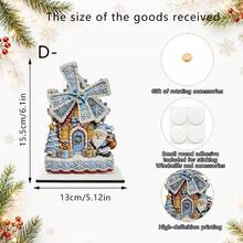 Wooden Rotating Christmas Windmill Ornament, Vintage Gingerbread House Snowman Christmas Tree, Interactive Rotating Desktop Christmas Decor Gift - A - View 11