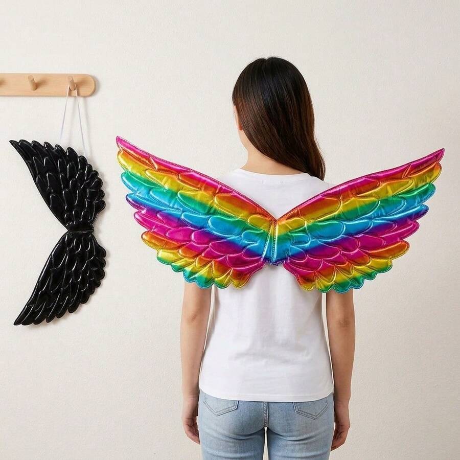1PC Halloween Cosplay Angel Elf Wings Party Prom Performance Accessories Decoration Rainbow Animal Unicorn Angel Wings Birthday Party Gathering - Multicolor - View 1