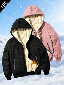 Women's Winter Fleece Lined Outdoor Casual Hooded Jacket, Multi-Functional Warm Coat, Suitable For Daily Wear, Home, Office, Shopping, Gathering - Black - View 9