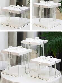 1pc Party Holiday Packaging Box, Single-Layer, Double-Layer, Triple-Layer Gift Storage Box - White - View 4