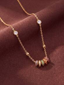 1pc Exquisite Rainbow Transport Necklace Women Jewelry Minimalist Collarbone Chain Delicate Jewelry Gift For Girls - Rainbow Lucky Necklace - View 5