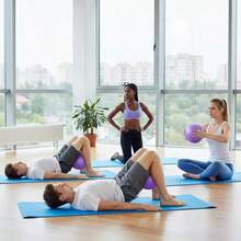 1pc Thick Anti-Puncture Fitness Training Yoga Ball/Pilates Ball, Purple And Pink Dual Color, Suitable For Yoga, Pilates, Stretching And Relaxation. Includes Inflation Tool - Multicolor - View 7