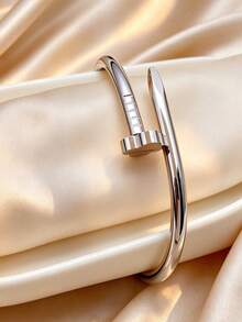 2pcs Fashion 18K Gold Stainless Steel Clover Shaped Bracelet, Suitable For Women To Wear In Social Occasions - Steel - View 6
