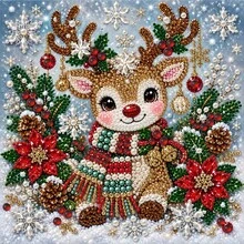 DIY 5D Special Shaped Pearl Diamond Painting Kit, Christmas Reindeer Pearl Crystal Rhinestone Art Canvas, 30x30cm Frameless, Christmas Home Wall Decor, Handmade Holiday Gift - View 8