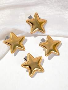 10pcs Girls Star Hair Clips, Gold & Silver Shiny Five-Pointed Star Alligator Hair Clips, Fashionable Cute Hair Accessories For Back Of Head, Christmas & Daily Use - Multicolor - View 6