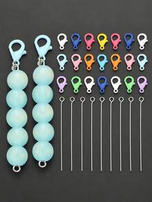 150pcs/Box DIY Keychain Making Parts, Includes 50pcs Random Mixed Color Lobster Clasps + 100pcs Eye Pins, Zinc Alloy Spring Clasps, Hook Connectors - Multicolor - View 4