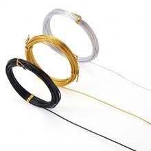 2mm X 5m Gold/Silver/Black Plated Flexible Craft Metal Wire, Suitable For Jewelry Making, Beading And DIY - 1 Roll Gold - View 6
