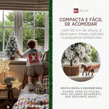 EX DECOR Árvore De Natal Pequena Pé de Madeira Pinheiro Verde Nevada Luxo 60cm - 60 Galhos - Multicolorido - Visão 5