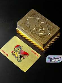 1 Deck Matte Gold PVC Playing Cards, Durable Hardened Waterproof Poker Set, Suitable For Valentine's Day, Thanksgiving, Christmas, Halloween, New Year Celebrations - Gold - View 1