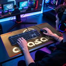 Cyberpunk Arasaka Logo Gaming Mouse Pad Large Desk Mat, Non-Slip Rubber Base With Stitched Edge, XL Extended Computer Keyboard Desk Pad 35.4x15.7 Inch, Table Mat For Home Office & Gamers, Ideal Gift For Men Women - View 3