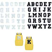 1/26pcs Large Chenille Letter Patches, 5 Inch/12cm, Iron-On/Sew-On, Embroidered Appliques, Suitable For DIY Clothing Repair And Customization - Perfect For Jackets, Hats, Bags, Etc. - White - View 1