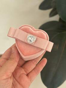 復古愛心迷你戒指盒 單顆鑽戒盒 求婚戒指盒 婚禮儀式緞帶項鍊盒 珠寶道具盒 - 彩色 - 查看 5