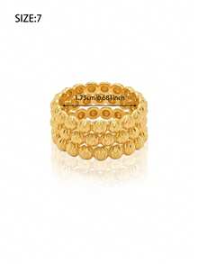 3Pcs 21K Gold Plated Ring Set, Rust-Resistant Gold Alternative Faceted Beaded Ball Stackable Finger Rings Band Jewellery Women - 02 - View 5