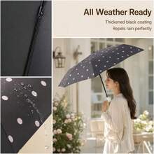 Fashion Capsule Polka Dot Compact Portable Black Vinyl UV Protection Sun And Rain Umbrella For Women - Polka Dot Capsules - View 4