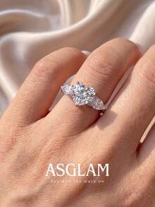 1pc Women's Sparkling Zirconia Pear-Shaped Ring, Engagement Wedding Party Daily Wear Anniversary Jewelry Gift - Silver - View 5