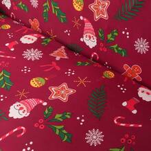 1pc Christmas Party Decorative Couch Covers (With Santa Claus, Snowflakes And Gingerbread Patterns) Polyester Fiber Sofa Cover, Christmas Home Decor - Red - View 8