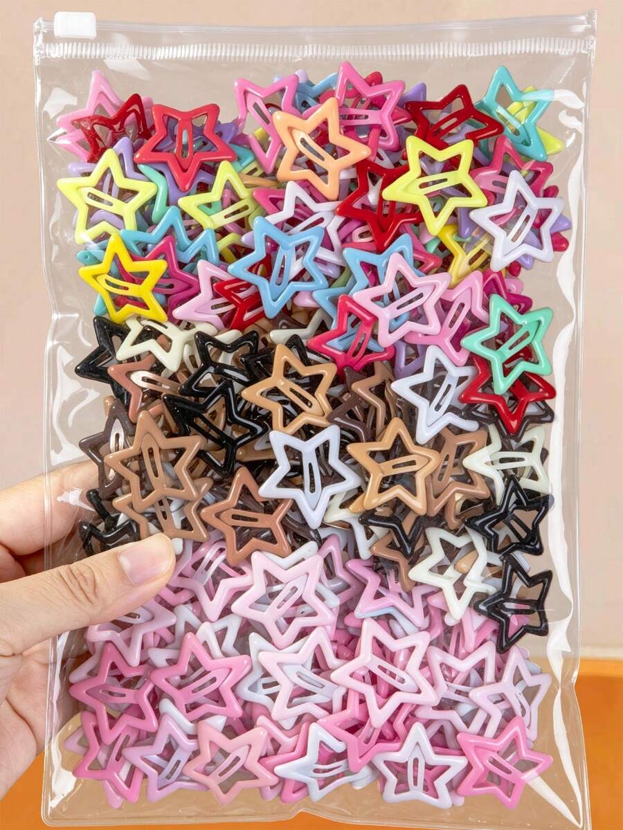 60/30/10pcs Jepit Rambut Bintang Anak Perempuan Jepit Rambut BB Warna-warni Aksesori Rambut Lucu Jepit Rambut Pink Cokelat Jepit Rambut Dahi Samping Poni Untuk Penggunaan Sehari-hari - MultiWarna - View 1