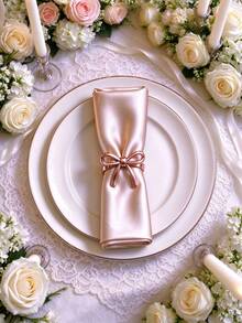2-12pcs Metal Bow Napkin Rings, Luxury Round Metal Napkin Holders, Wedding, Party And Holiday Banquet Table Decor - Rose Gold - View 8