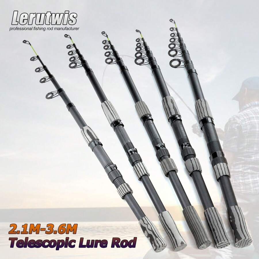 Lerutwis 2.1m-3.6m Portable Short Sea Fishing Rod, Optional Reel, Lure Carbon Fiber Telescopic Fishing Rod, Long Cast Fast Throw, Multi-Functional Travel Fishing Rod Suitable For Sea And Lake Fishing