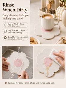 Flower-Shaped Insulated Coaster, Two-Tone Color With Anti-Slip Silicone, For Home Coffee And Tea Cup - View 4